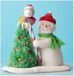 2010 Tree Trimming Snowman - Plush Tabletopper - Hard To Find! - NO TAG